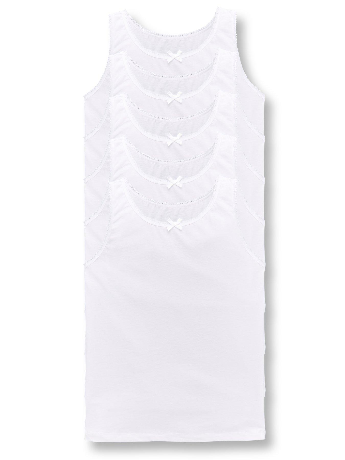 The Very Collection Girls 5 Pack Sleeveless School Vests - White