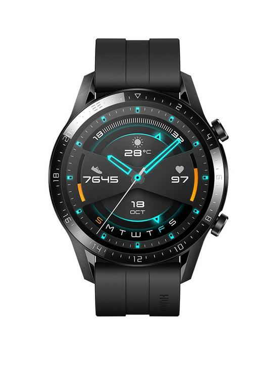 front image of huawei-watch-gt2-46mm-sports-watch-matt-black-latona-b19s