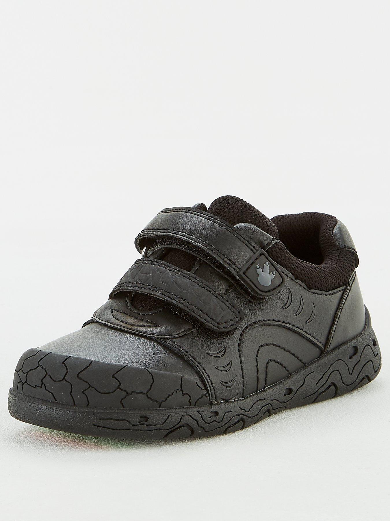 V by Very ToeZone Boys Dinosaur Leather School Shoe Black littlewoods