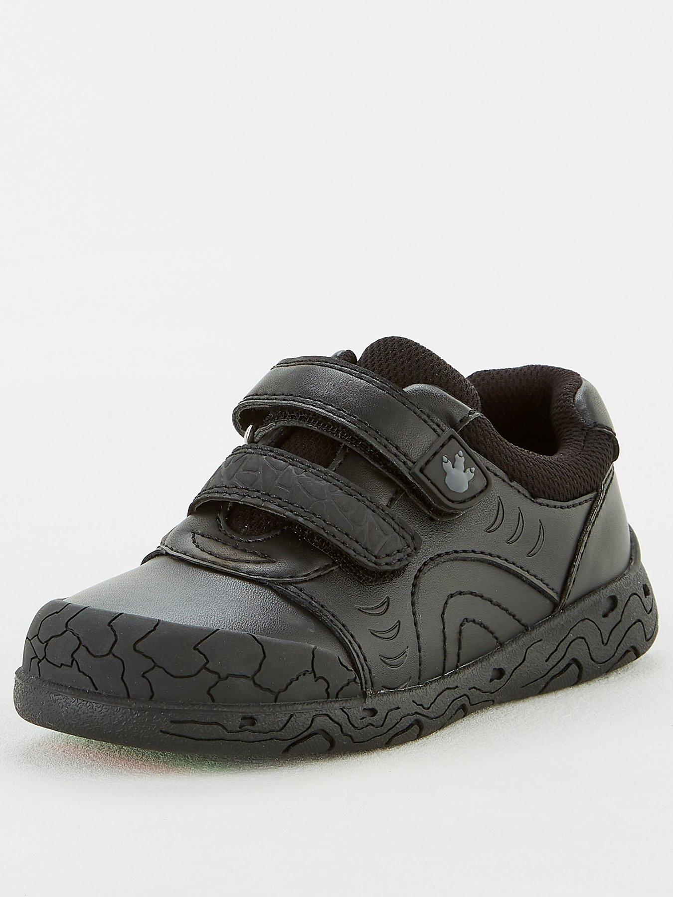 undefined ToeZone Boys Dinosaur Leather School Shoe - Black