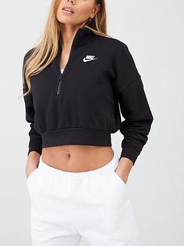 Nike Nike Nsw Essential Half Zip Crop Sweat Top - Black Picture