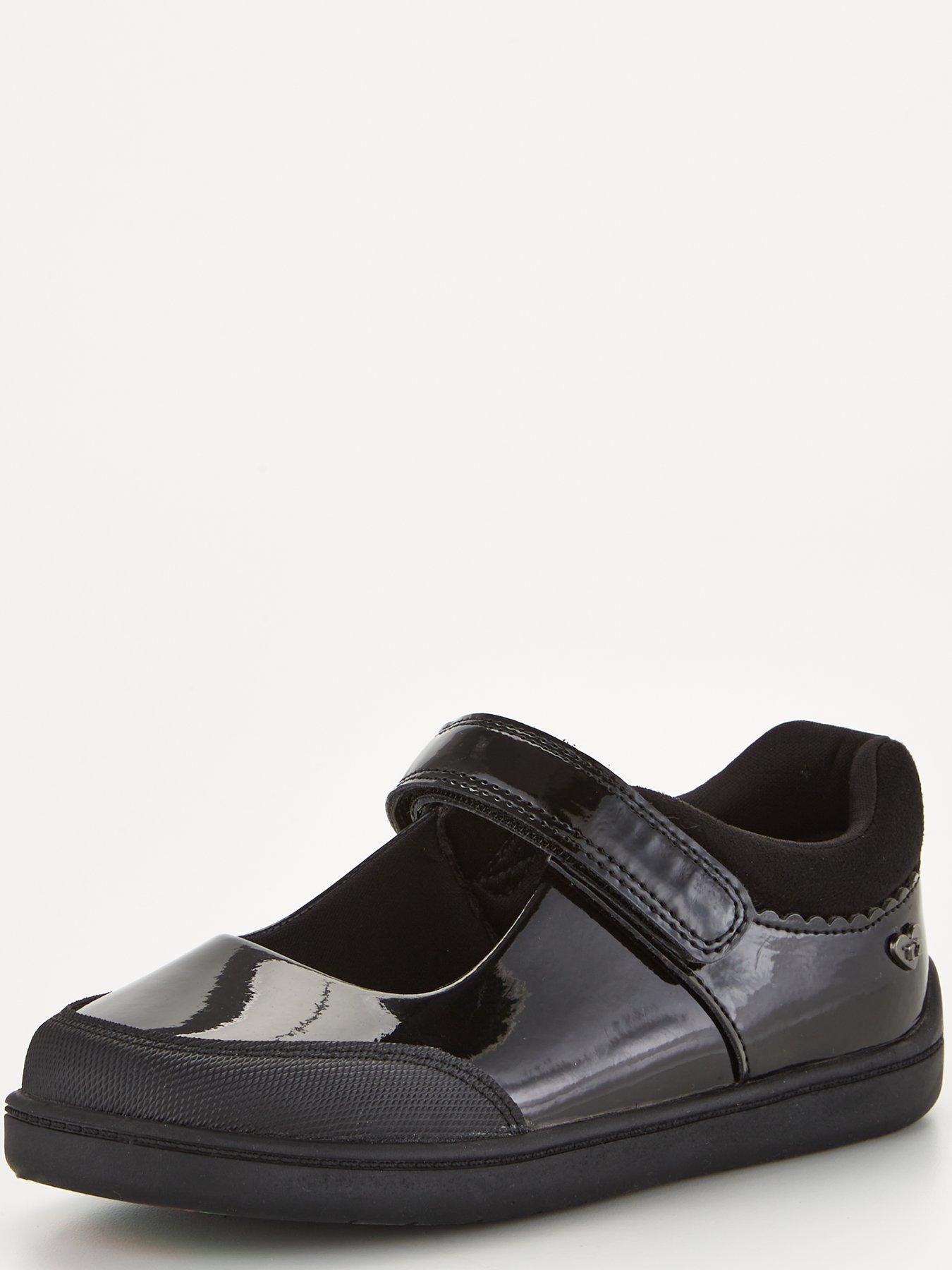 Image 2 of 6 of The Very Collection Girls Patent Rip Tape Mary Jane School Shoes - Black
