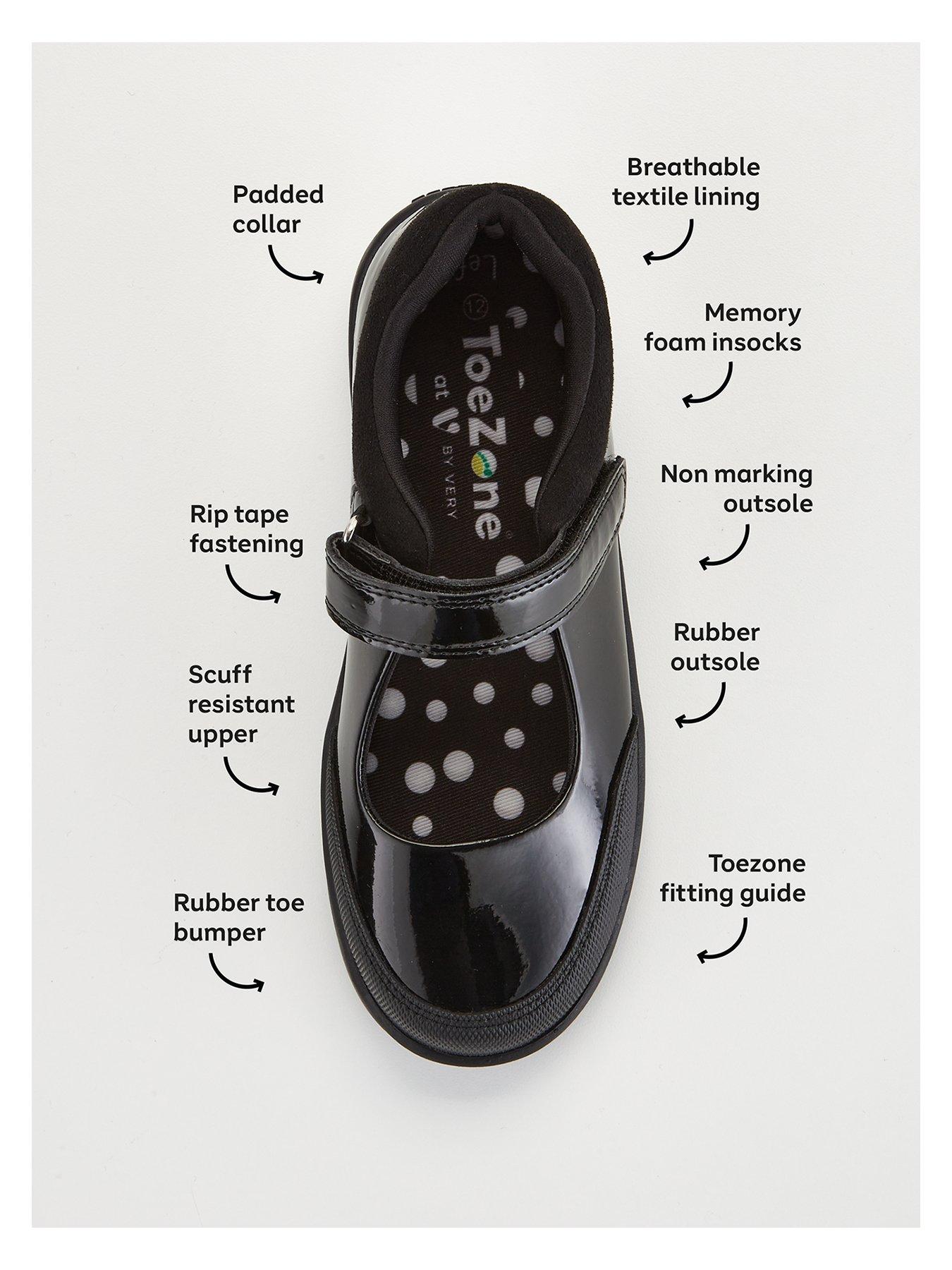 Image 4 of 6 of The Very Collection Girls Patent Rip Tape Mary Jane School Shoes - Black