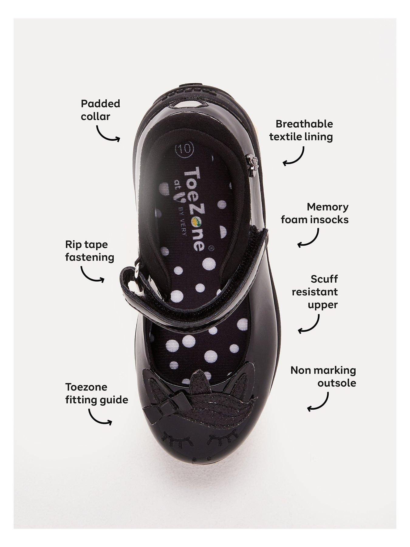 Image 4 of 6 of The Very Collection Girls Unicorn Rip-Tape Memory Foam School Shoes - Black