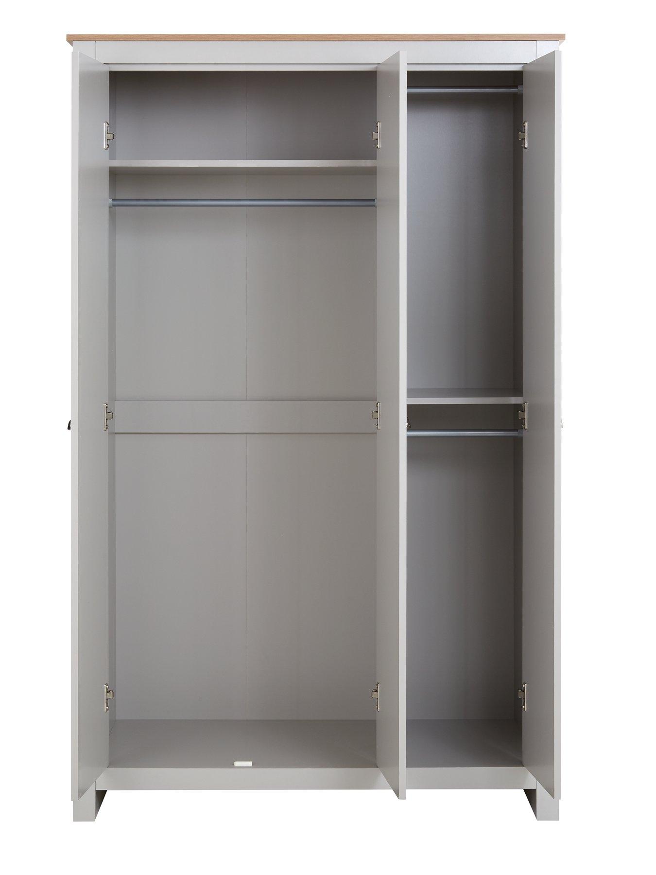Image 4 of 6 of Very Home Atlanta 3 Piece Package - 3 Door Wardrobe, 4&nbsp;Drawer Chest and 2 Drawer&nbsp;Bedside Table - Grey/Oak