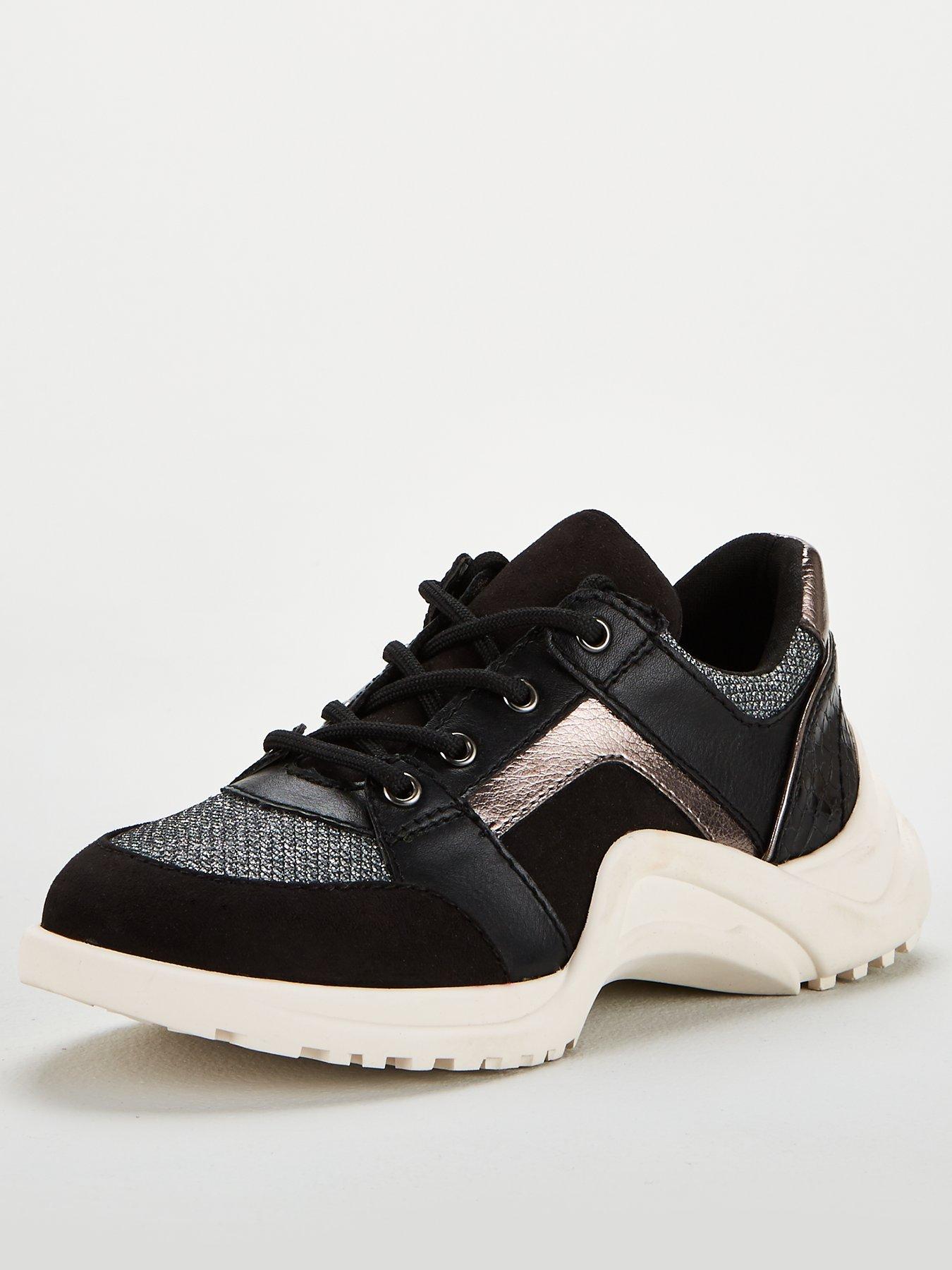 ladies chunky black trainers
