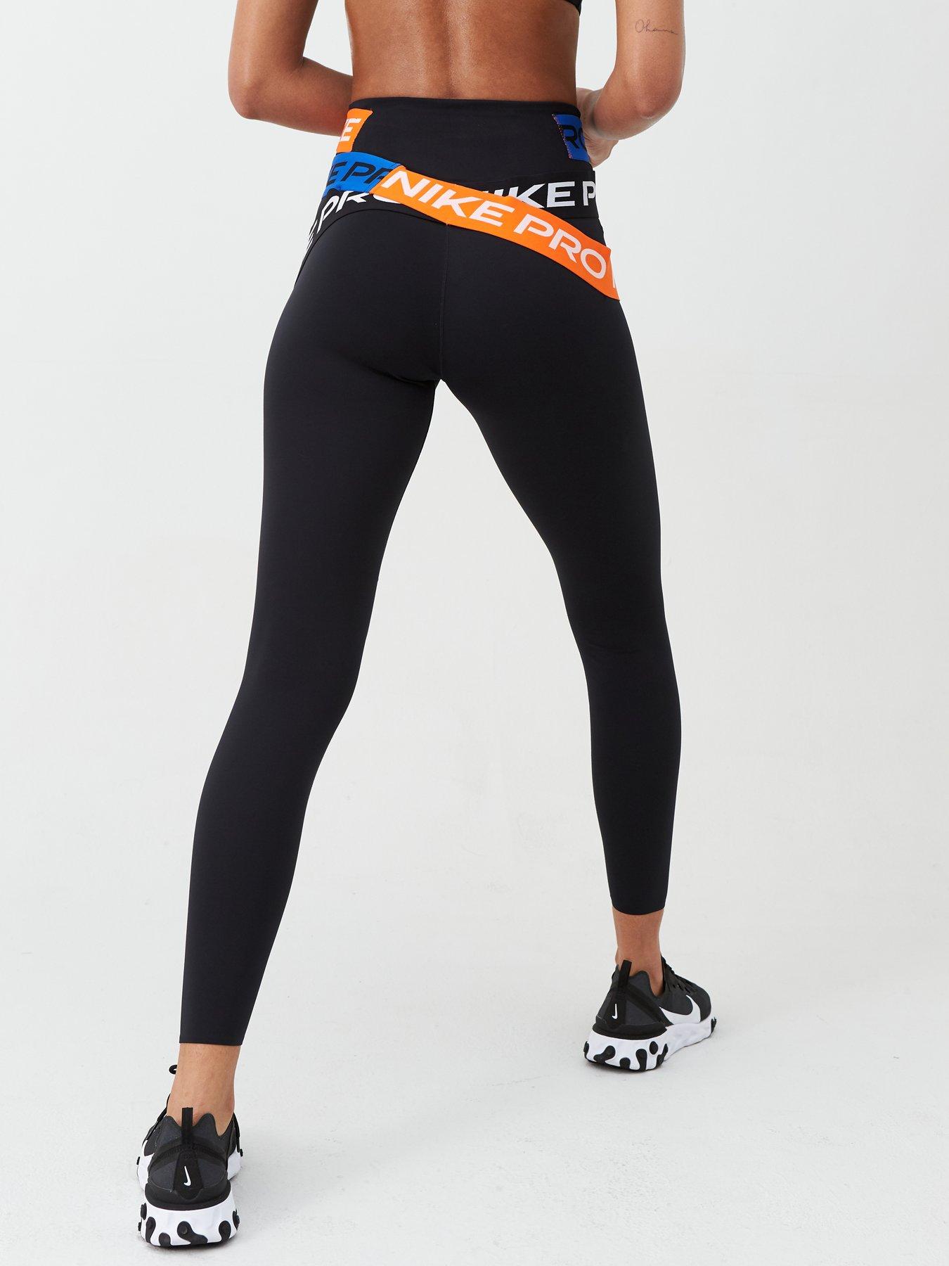 orange and black nike leggings