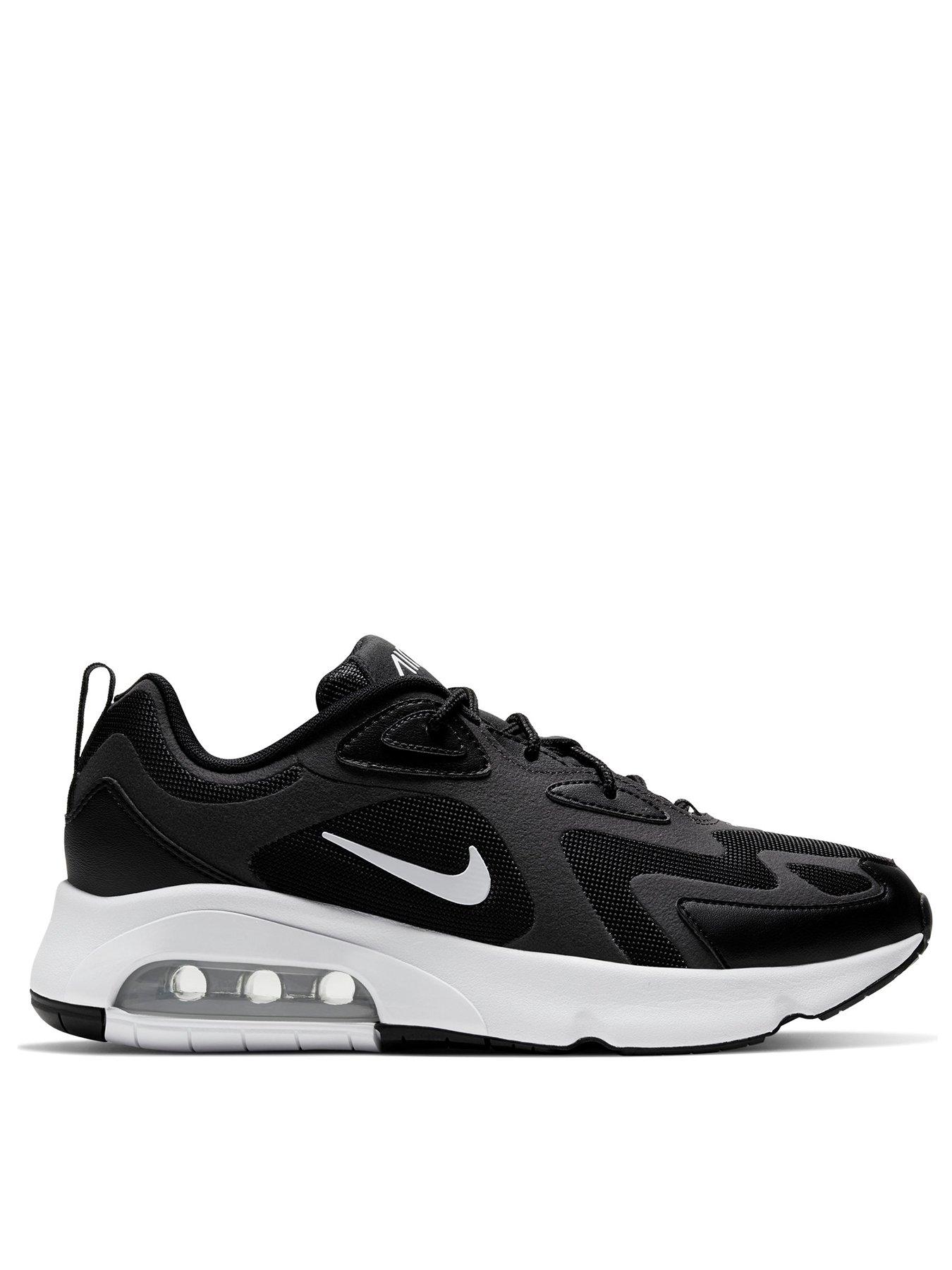 nike air max 200 trainers in black and white