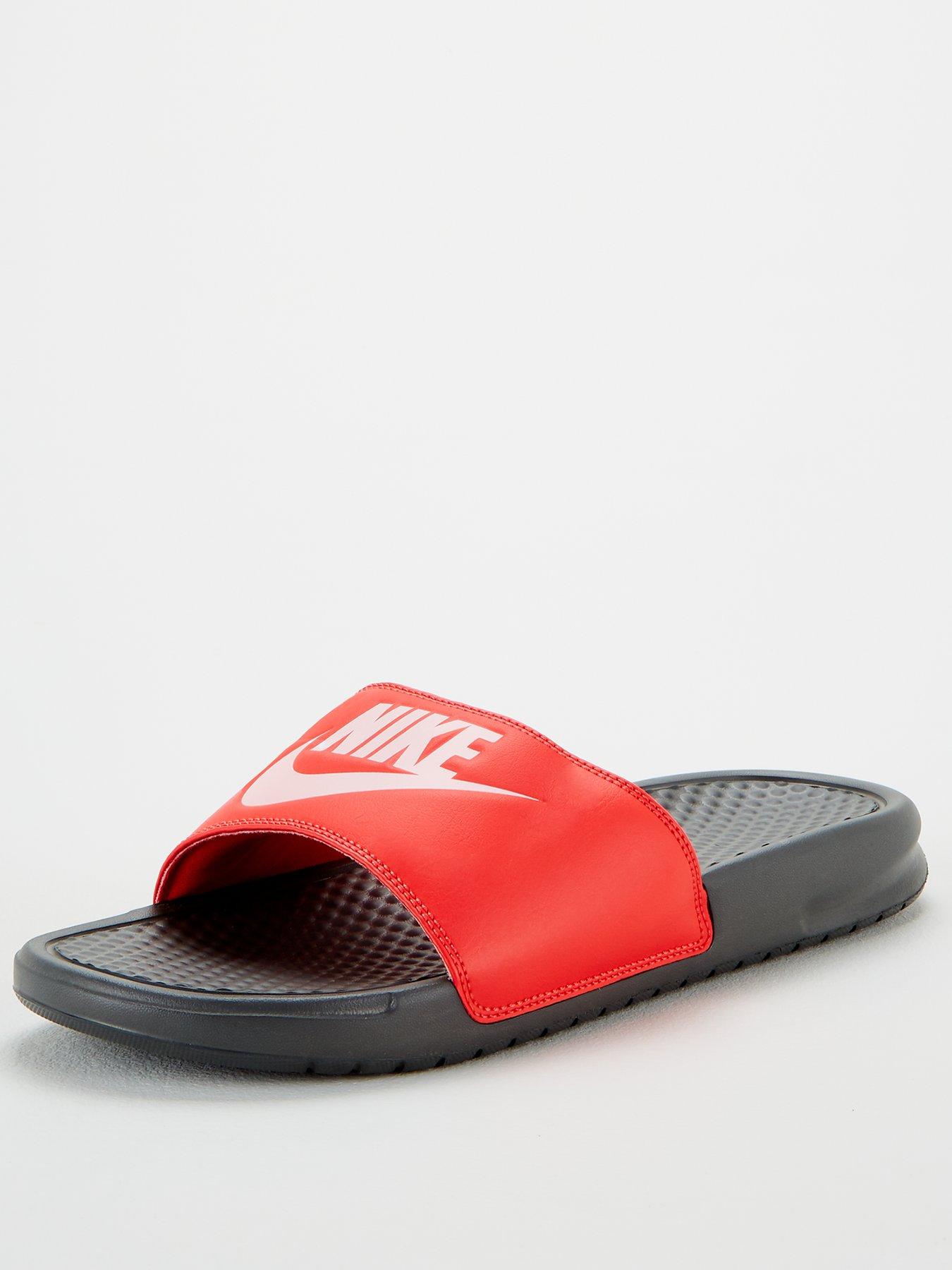 red black and white nike slides