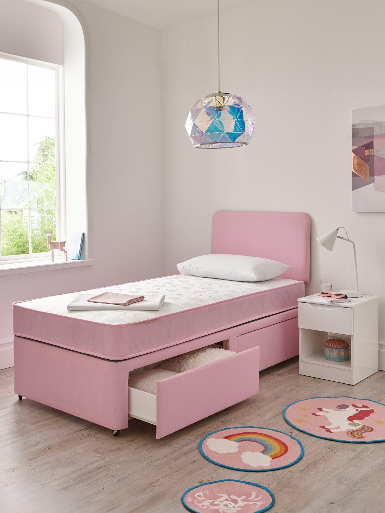  image of airsprung-megan-kidsnbspstorage-divannbspwith-mattress-andnbspheadboard-pink