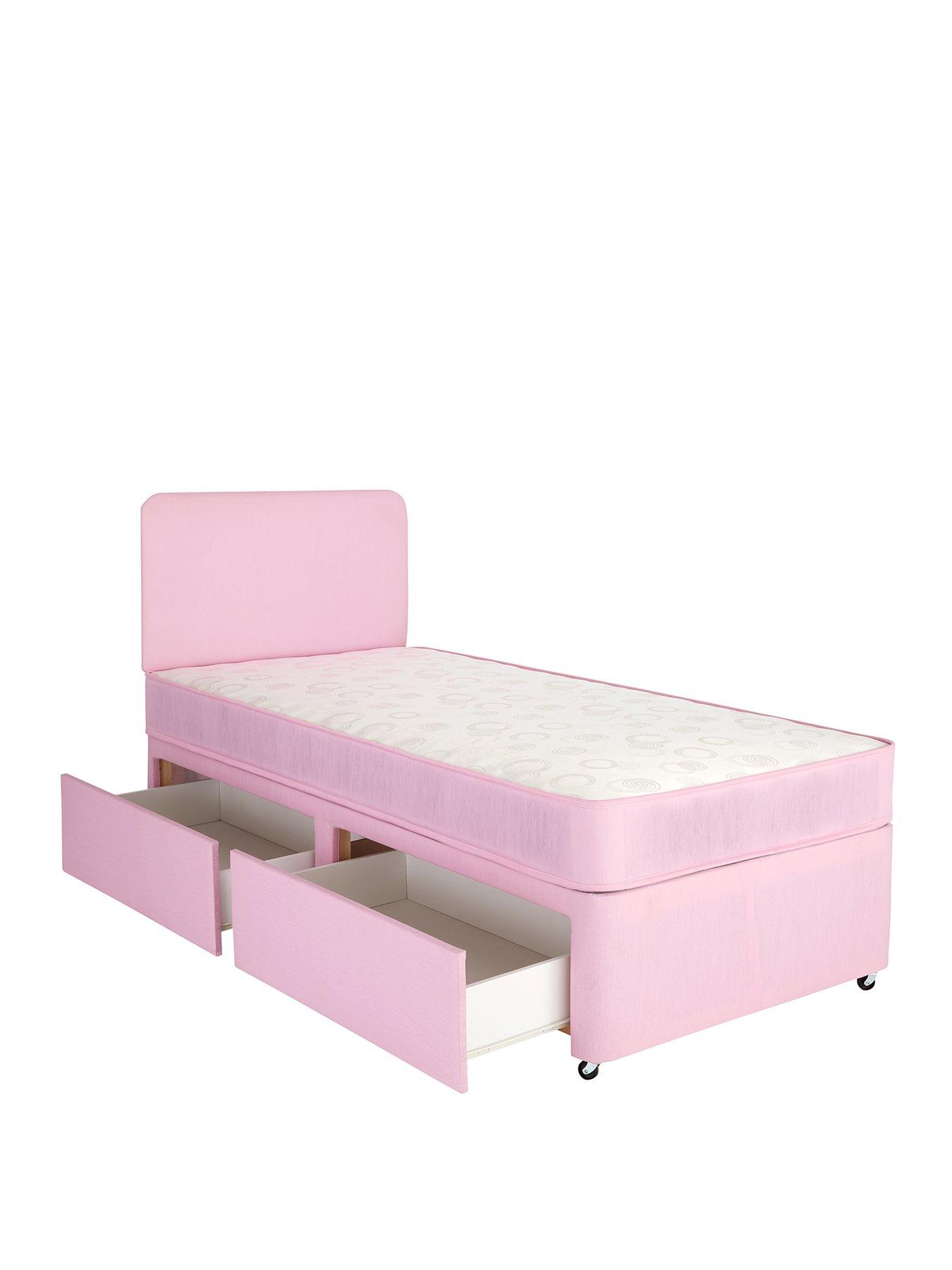  image of airsprung-megan-kidsnbspstorage-divannbspwith-mattress-andnbspheadboard-pink