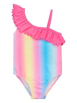 V by Very V By Very Girls Ombre One Shoulder Frill Swimsuit - Multi Picture