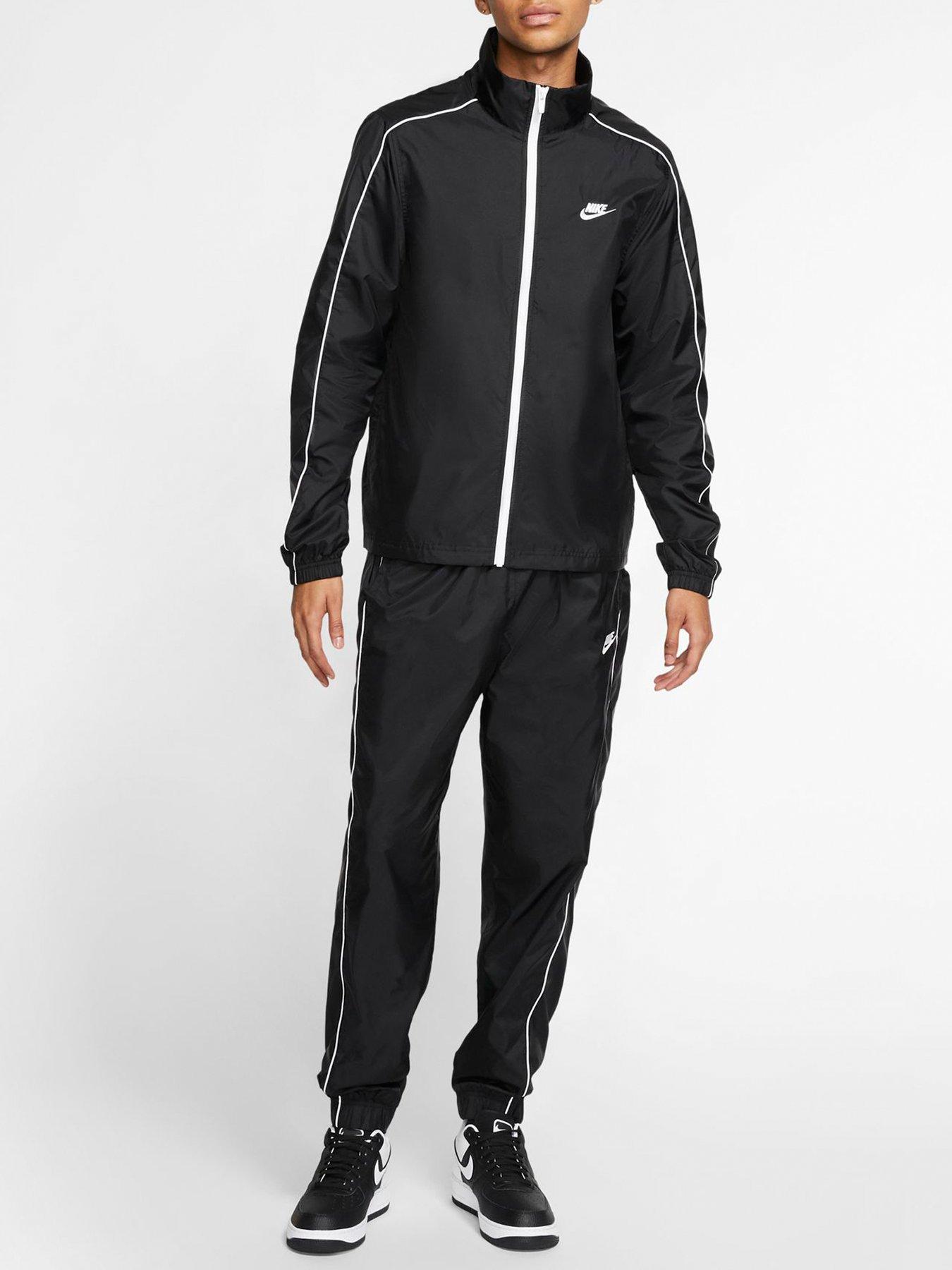 black and white nike tracksuit