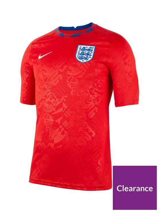front image of nike-england-pre-match-training-top-red