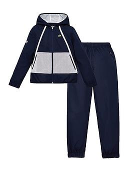 Lacoste Sports Lacoste Sports Boys Colourblock Poly Hooded Tracksuit - Navy Picture
