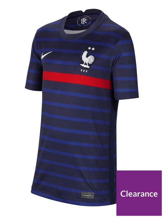 front image of nike-youth-france-home-2020-short-sleeved-stadium-shirt-navy