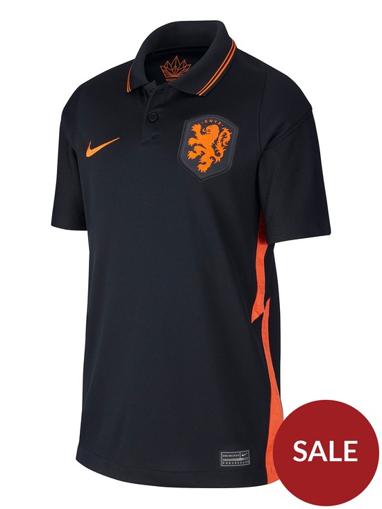 front image of nike-youth-holland-away-euro-20-replica-shirt-black