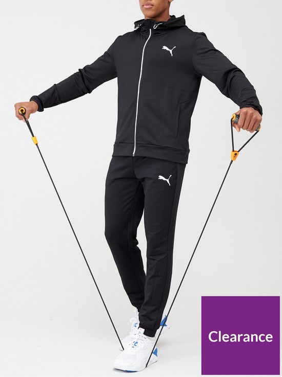 front image of puma-ready-to-go-tracksuit-black