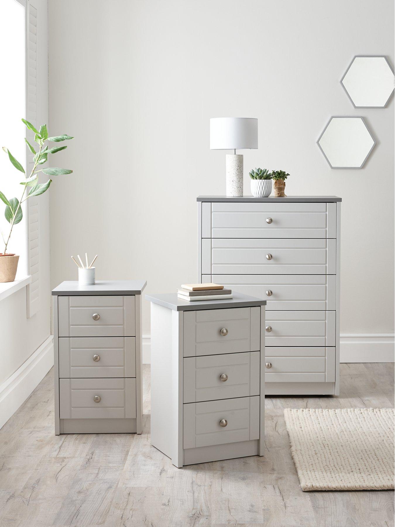 One Call Alderley Ready Assembled 3 Piece Package Chest of 5 Drawers