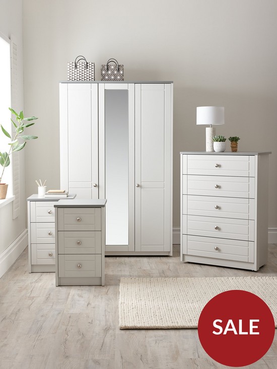 stillFront image of alderley-part-assembled-4-piece-package-3-door-mirrored-wardrobe-chest-of-5-drawers-and-2-bedside-chests