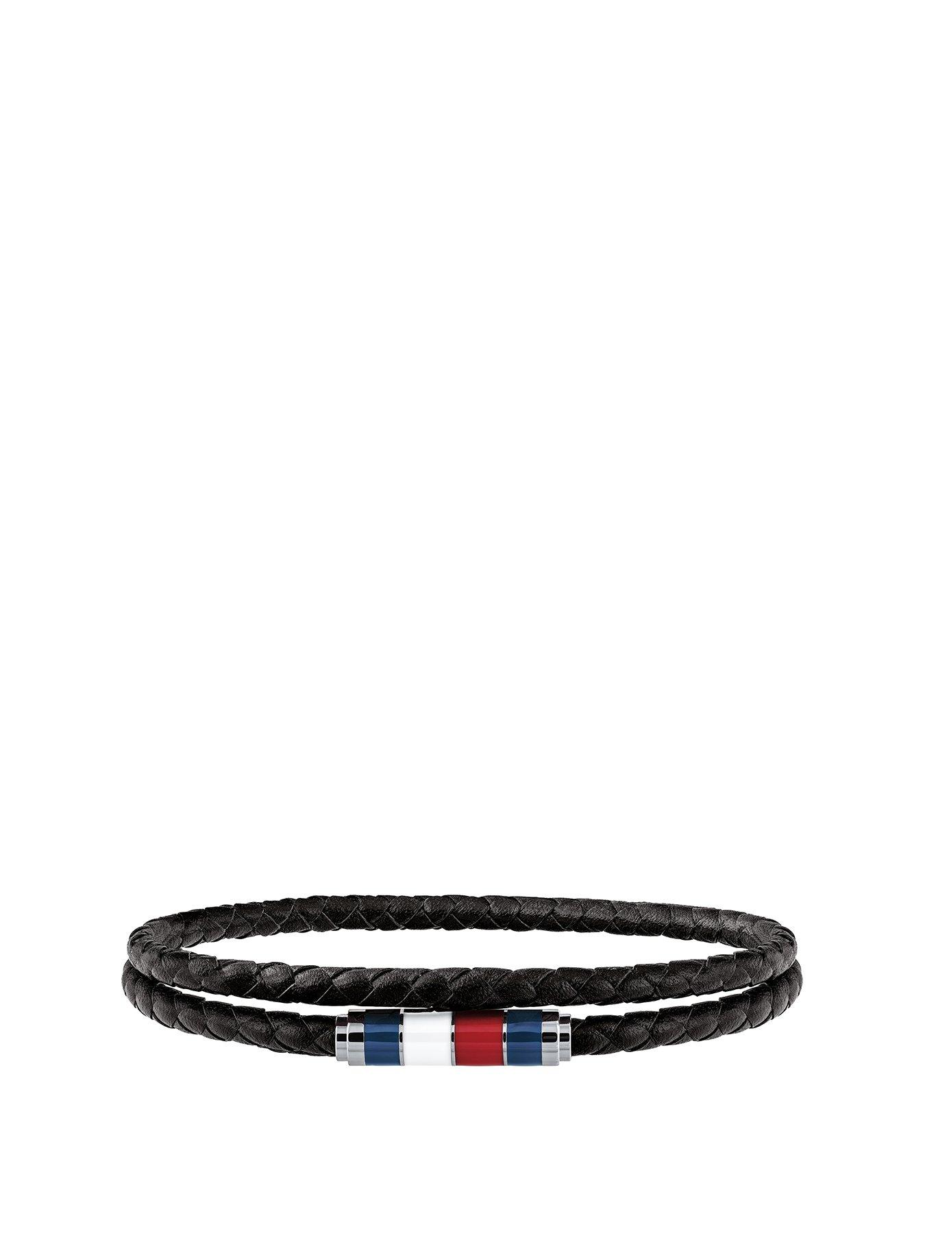undefined Double Leather Wrap Mens Bracelet