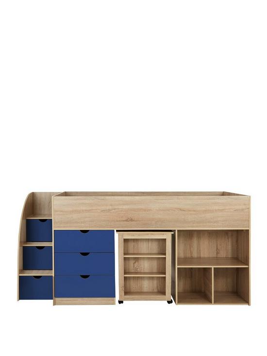 stillFront image of very-home-mico-mid-sleeper-bed-with-pull-out-desk-andnbspstorage--nbspblueoak-effect