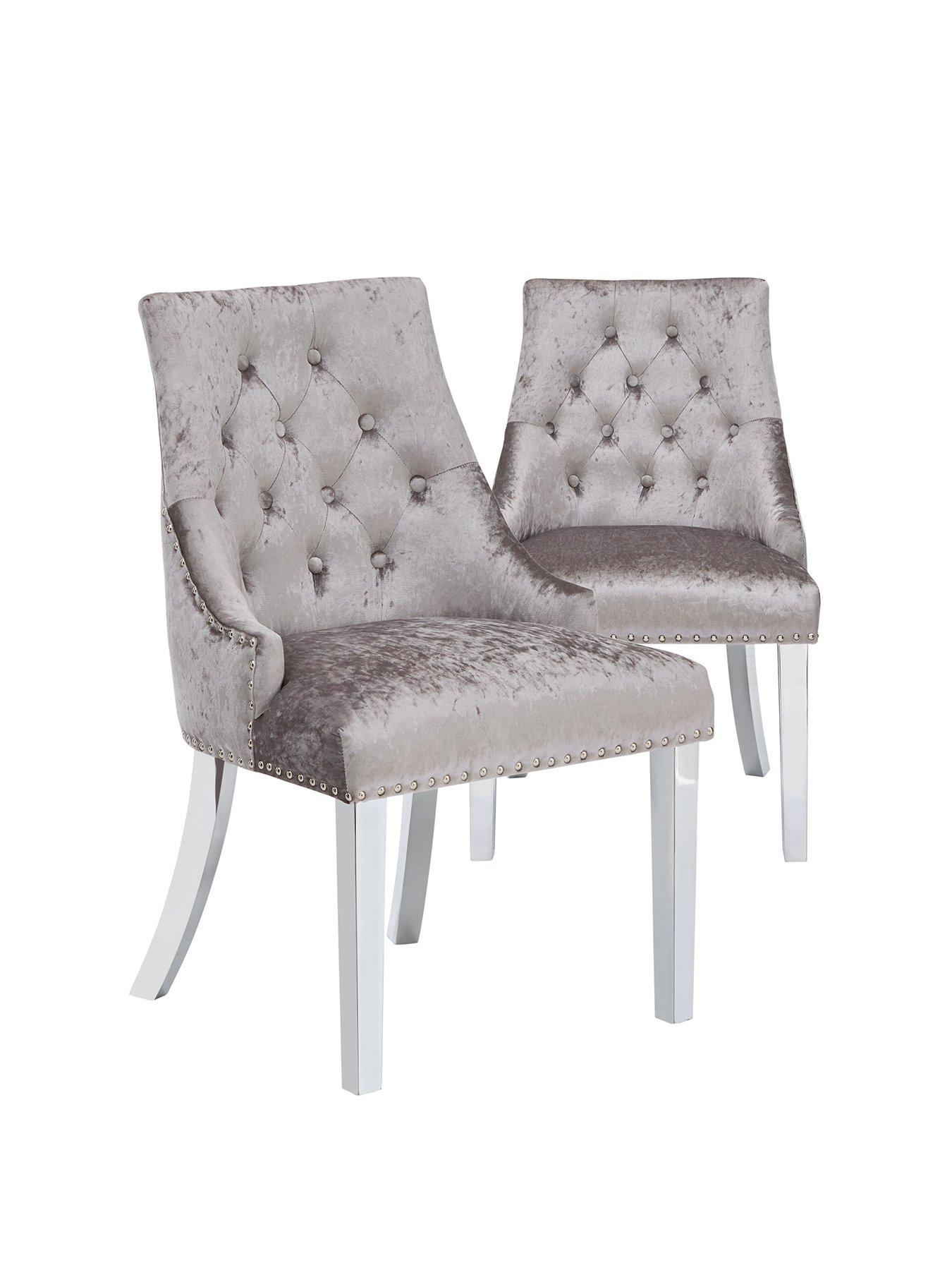 Very Home Pair of Warwick Crushed Velvet Dining Chairs