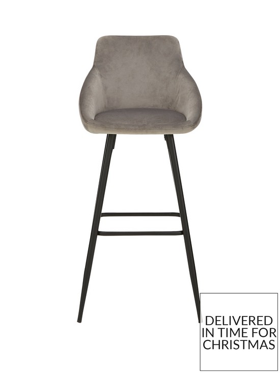 front image of very-home-dahlia-fabric-bar-stool-greyblack