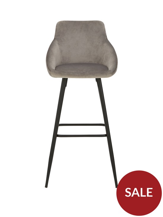 front image of dahlia-fabric-bar-stool-greyblack