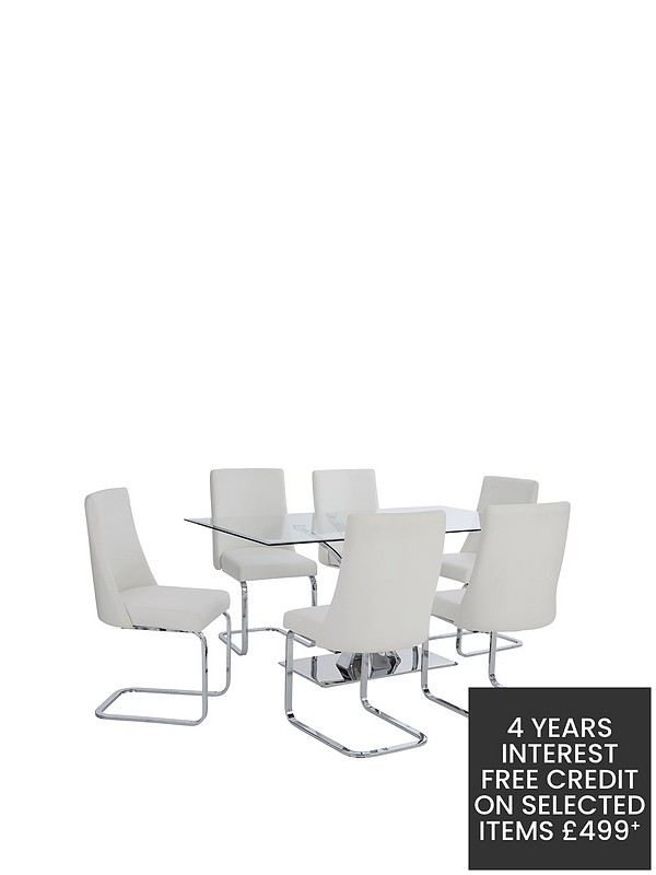 Alice Rectangle Dining Table 6 Faux, Dining Table And 6 Faux Leather Chairs