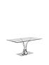  image of alice-160-cm-rectangle-glass-and-chrome-dining-table-6-velvet-chairs