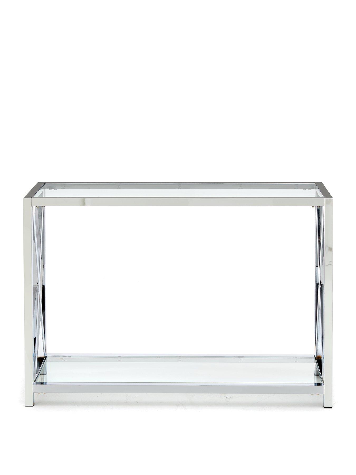  image of very-home-christie-glass-and-chrome-console-table