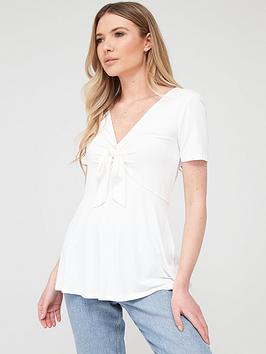 V by Very V By Very Tie Front Short Sleeve Top - Ivory Picture
