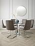  image of very-home-alice-130-cm-round-dining-table-6-velvet-chairs-cleargrey