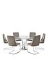  image of very-home-alice-130-cm-round-dining-table-6-velvet-chairs-cleargrey