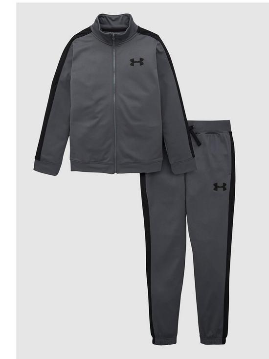 front image of under-armour-knit-tracksuit-greyblack