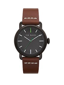 Ted Baker Ted Baker Ted Baker Black Dial Brown Leather Strap Watch Picture