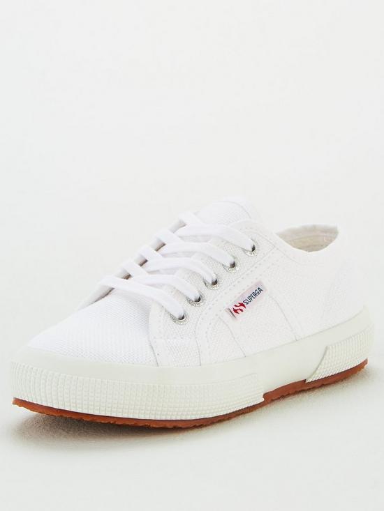 front image of superga-childrensnbsp2750-jcot-classic-lace-up-plimsoll-pumps-white