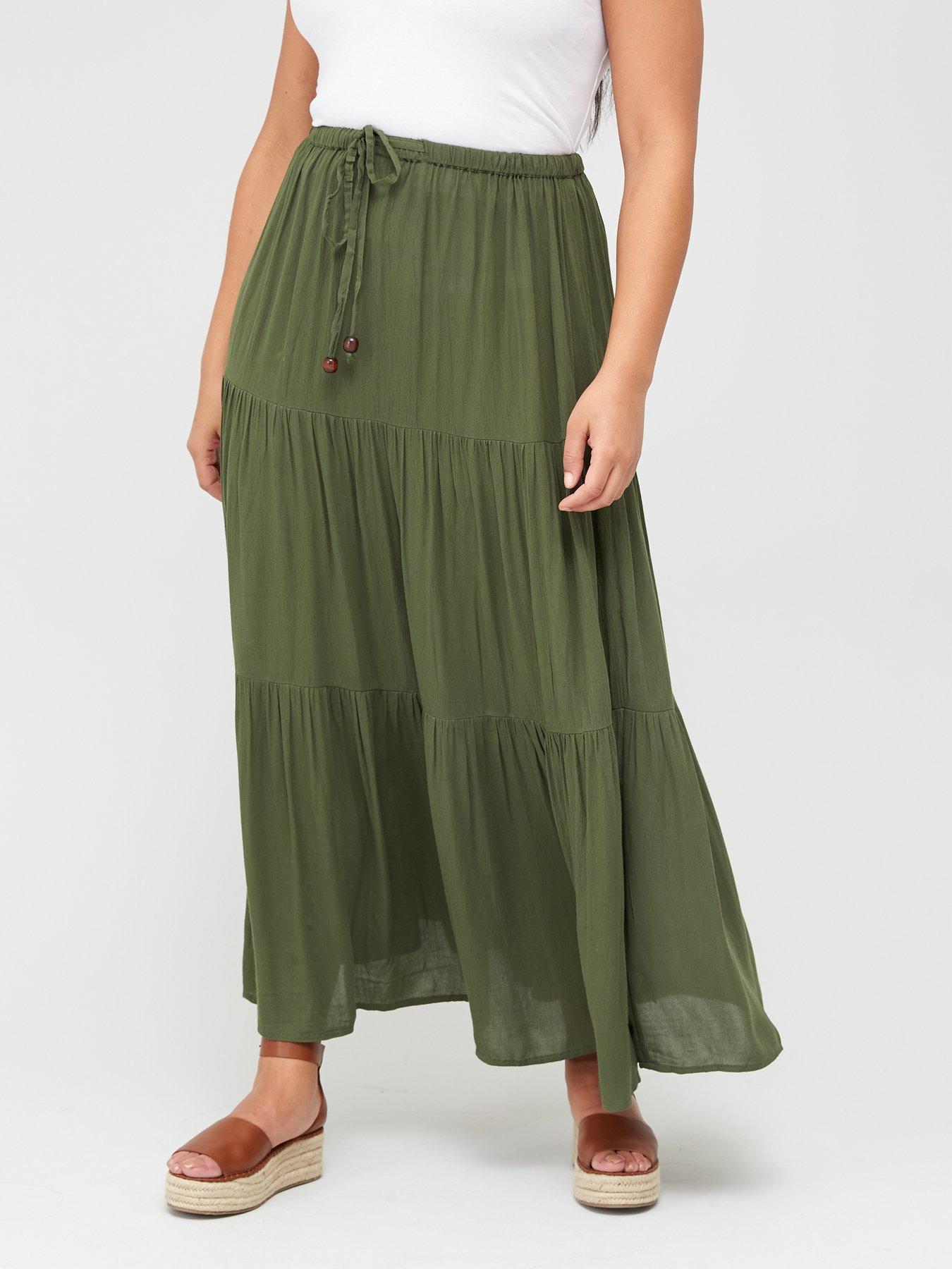 crinkle shirred waist maxi skirt