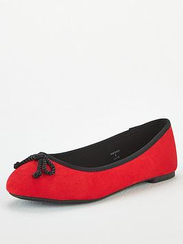 V by Very V By Very Maci Wide Fit Round Toe Ballerina - Red Picture