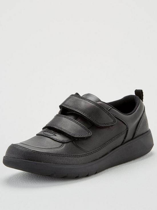 front image of clarks-boys-youth-scape-flare-school-shoes-black-leather