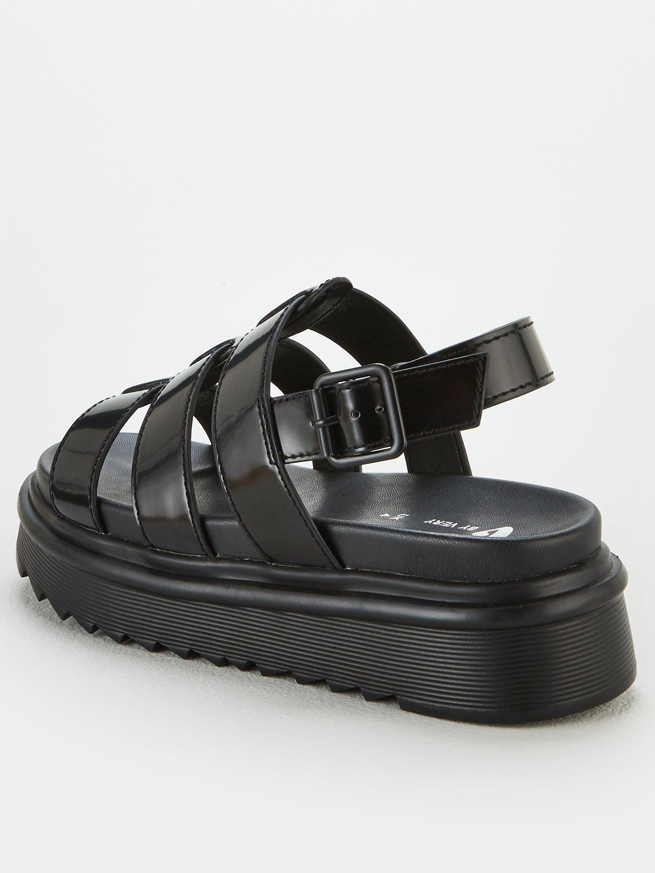 chunky sole black sandals