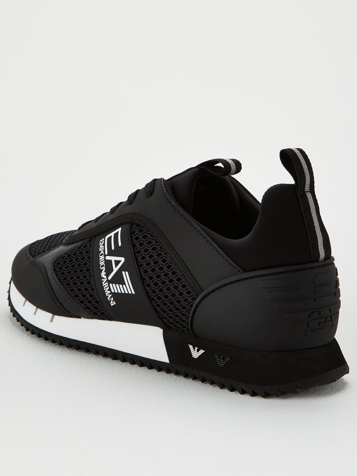 EA7 Emporio Armani Logo Runner Trainers - Black/White | littlewoods.com