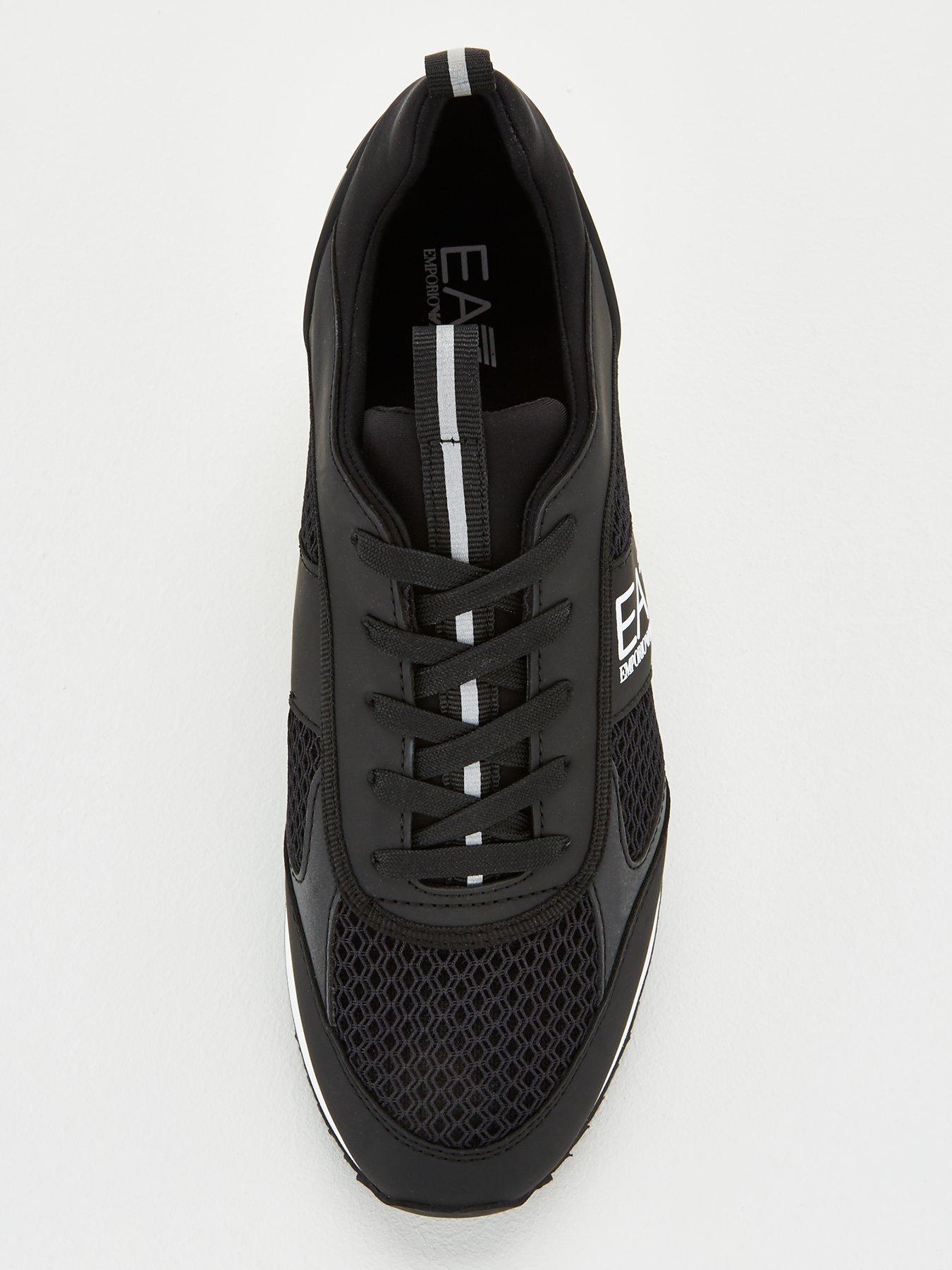  image of ea7-emporio-armani-black-amp-white-laces-trainers-blackwhite
