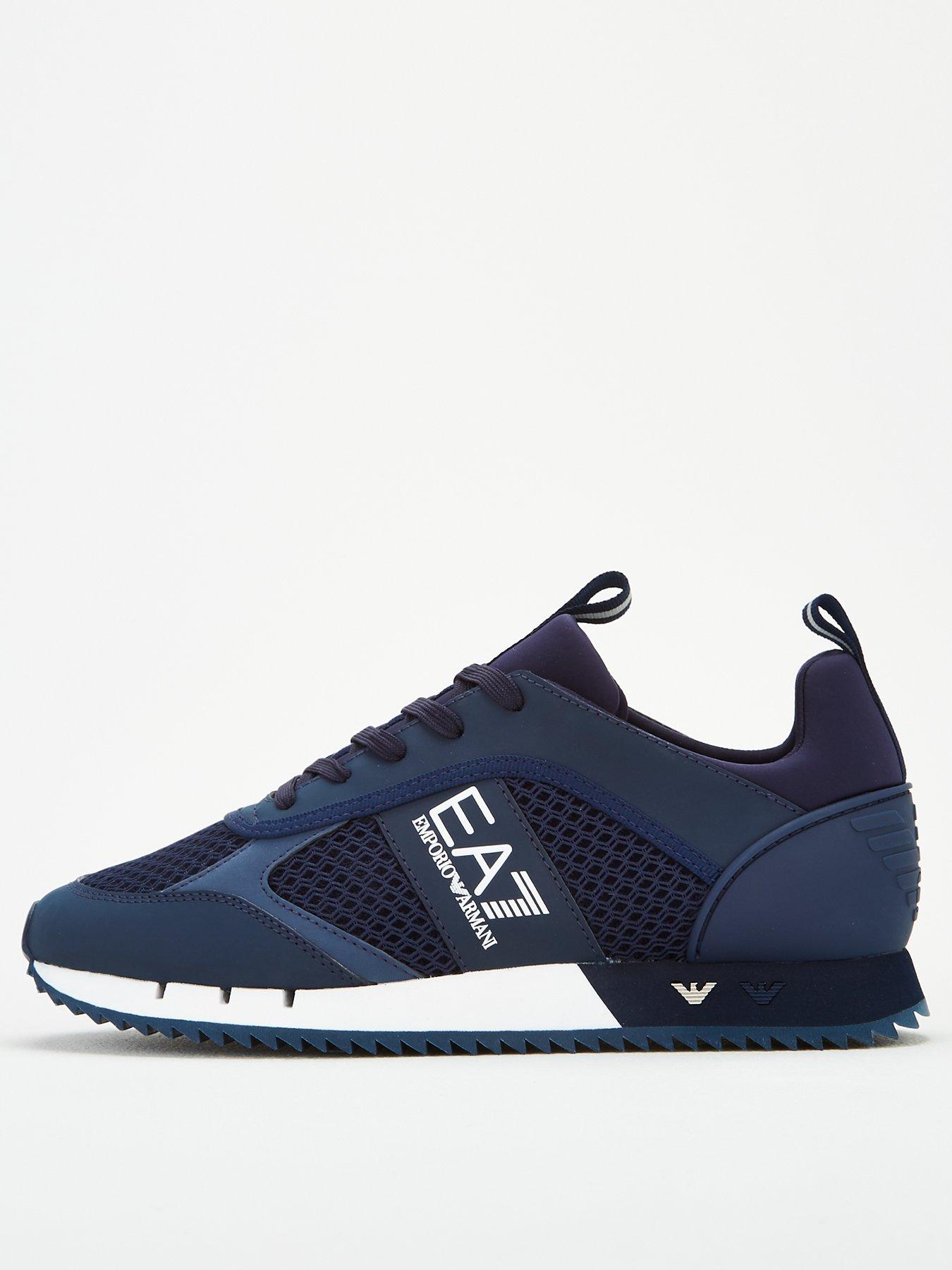 EA7 Emporio Armani Logo Runner Trainers Navy littlewoods