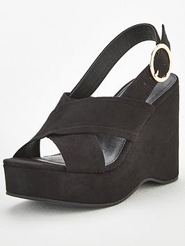 V by Very V By Very Davi Covered Wedge Sandal - Black Picture
