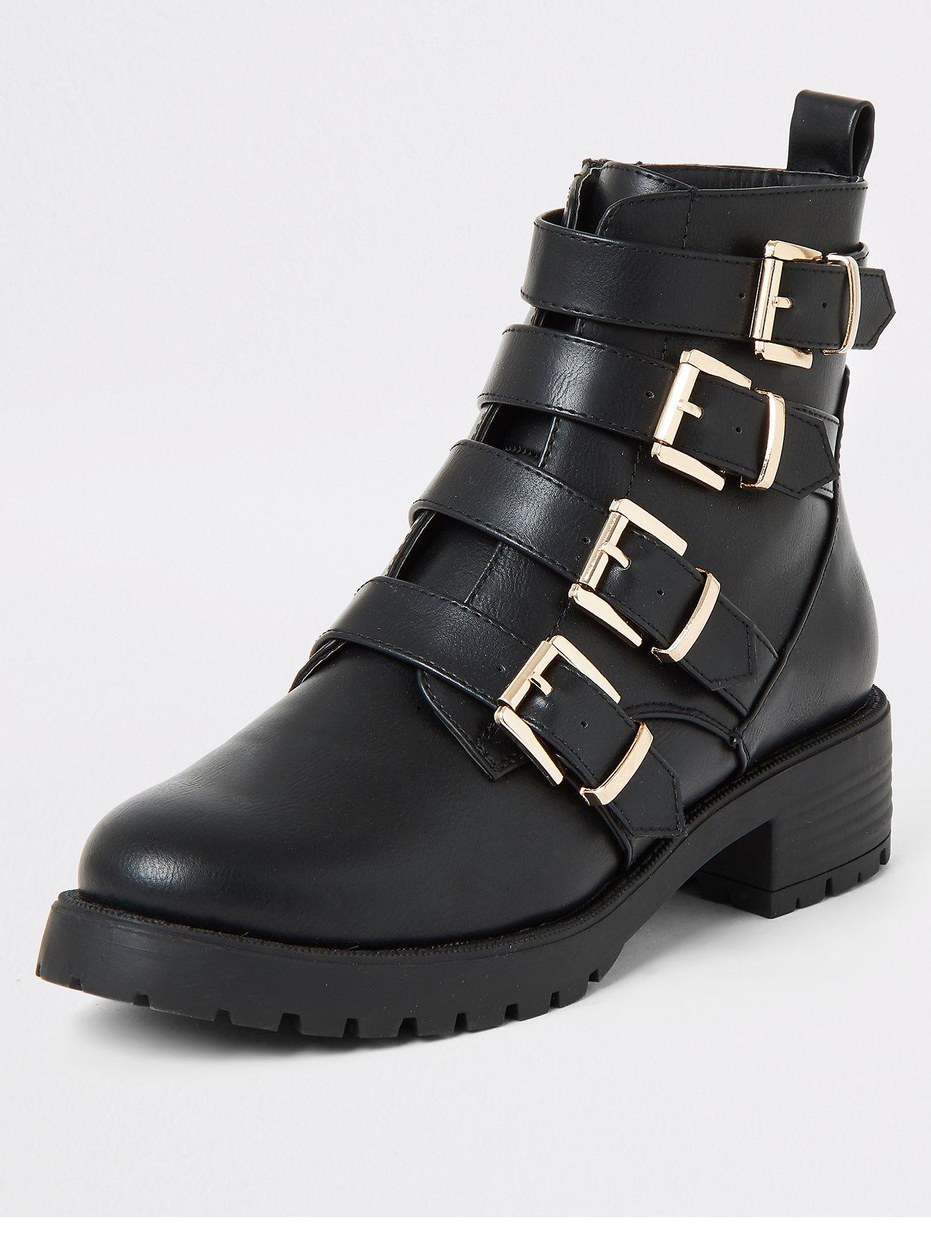 river island black biker boots