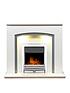  image of adam-fires-fireplaces-tuscany-white-grey-fireplace-with-downlights-eclipse-chrome-electric-fire