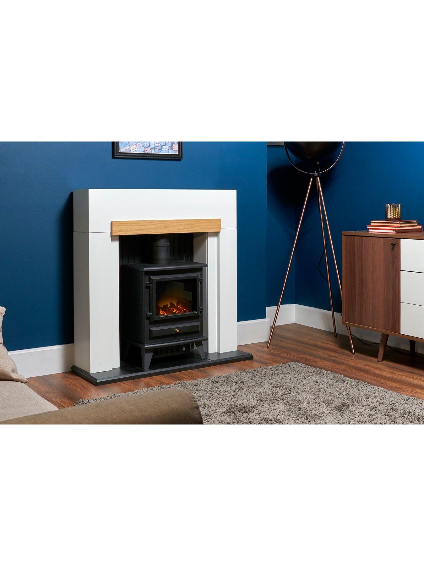 Adam Fires Fireplaces Adam Salzburg Stove Suite In Pure White