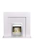  image of adam-fires-fireplaces-miami-white-fireplace-with-helios-brushed-steel-electric-fire